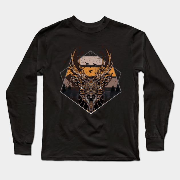 Deer Mandala Long Sleeve T-Shirt by origato